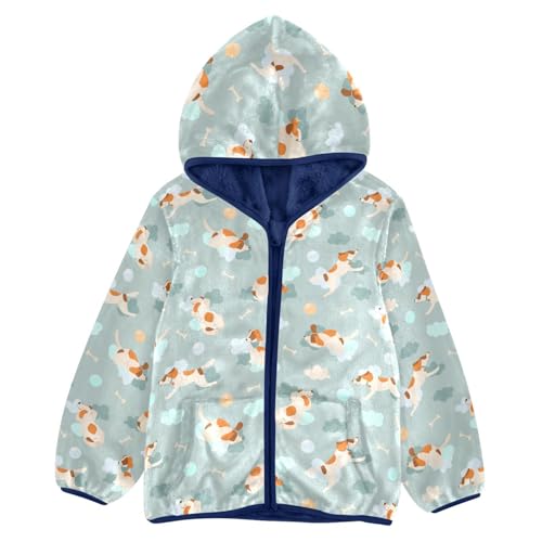 Cartoon Dog Toddler Fleece Jacket Baby Boys Hooded Zipper Long Sleeve Thick Warm Outerwear 3-10 Years