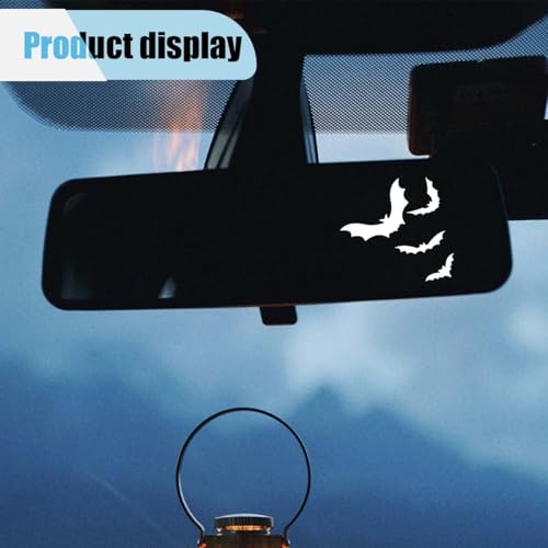 Image of Halloween Bats Car Mirror Decal, Spooky Rearview Mirror Decal, Cute Vinyl Sticker, Car Window Decoration Decal for Car, Truck, Bumper, Laptop, Vanity Mirror, Wall, Tumbler (White)