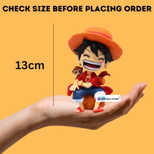 Image of Blue Aura Monkey D Luffy Action Figure Height-13cm |with Box | Multicolour Collectible PVC | Luffy Naughty with Monkey