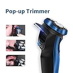 Electric Razor for Men Rotary Shaver Pop-up Beard Trimmer with LCD Display and Rechargeable Cordless Waterproof Blue