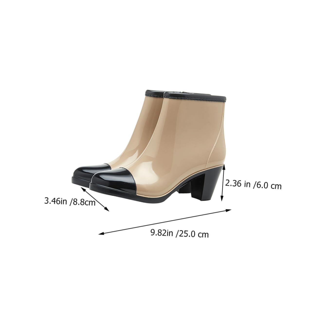 Beavorty Botas de Lluvia de Moda para Mujer, Cortas, Pvc, Negras