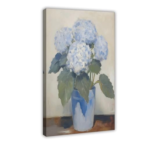 Toile campagne française hortensia vintage | Décoration murale salon 40x61 cm