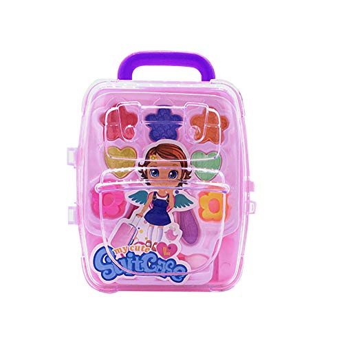 Kinder-Make-up-Set für Mädchen, Kinderkosmetik, Prinzessinnen-Make-up-Box, Trolley-Form, Lidschatten, Lippenstift, sicheres Mädchenspielzeug, Geburtstag Cover