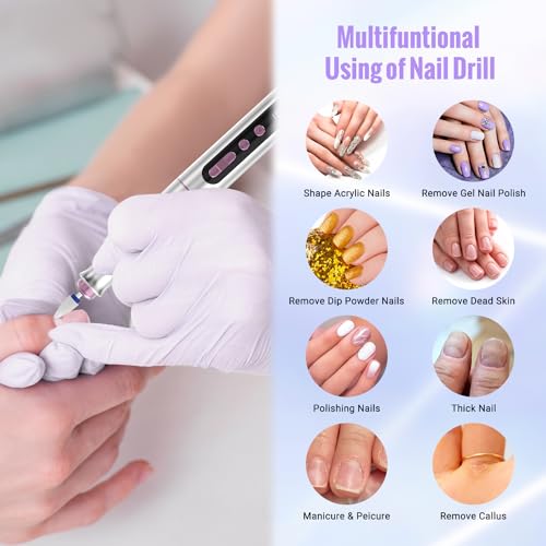 Denabuty Nagelfräser Kabellos, 13 in 1 Fräser für Gelnägel 35000 u/min, Elektrische Nagelfeile Professionell Nail Drill, Maniküre und Pediküre Set Elektrisch für Semi Permanent, Acrylnägel DN-2402