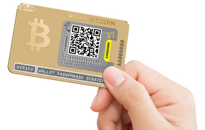 Ballet Gold Plated Crypto Wallet - The Easiest Crypto Cold Storage Card - Hardware Wallet with Secure Multicurrency and NFT Support (BTC Gold)