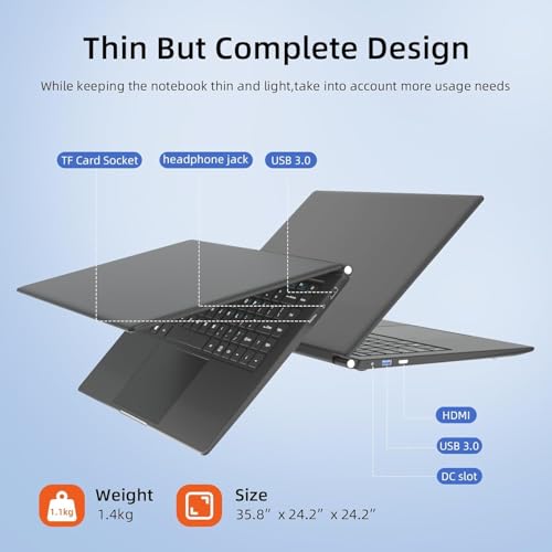 Image of 15.6 inch laptop computer,Celeron Quad-Core Up to 2.2 GHz,4GB RAM and 192GB SSD,Win11 Laptop with full HD IPS,slim and lightweight notebook computer,Work and students laptops PC,Gray,WPS support
