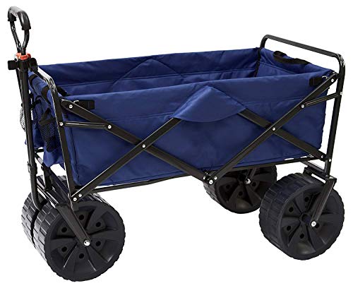 Meda | Heavy Duty Collapsible Folding All Terrain Utility Beach Wagon Cart (Blue/Black)
