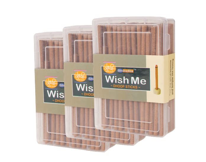 SHEETLA Dhoop Sticks for Pooja with Holders (Pack of 3/180 Gram Each) Dhoop Sticks for Pooja, Each Soothing Fragrance, Charcoal Free Dhoop Sticks, Incense Sticks for Home & Mandir