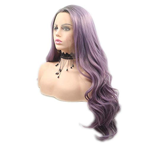 Perruque synthétique violette ombré 61 cm, la solution sans colle contre les irritations - 2