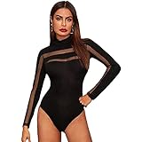 2023 Fashion Women's Bodysuit Mesh Stitching Long Sleeve Bodysuit Summer Sexy Bodysuit C S