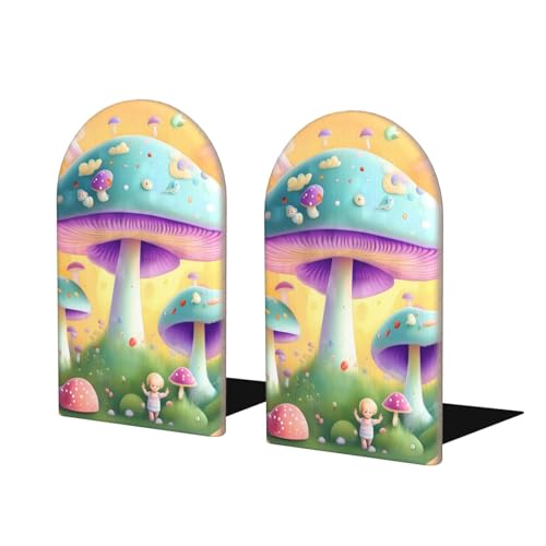 Fungo in legno per decorare librerie, accessori decorativi moderni per libri per tenere saldamente i libri sulla libreria, 1 paio in confezione