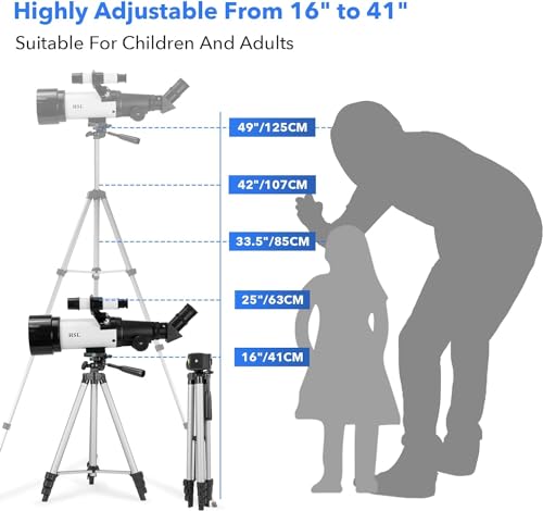Image of HSL70400 Telescope for Kids 8-12,Telescope for Adults high Powered,70mm Aperture 400mm Focal Length Refractor Astronomy telescopes Kids 5-7 6 Year Old White