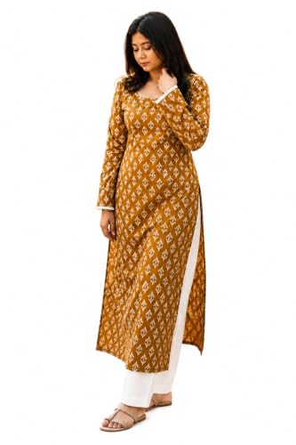 Image of Rayon Long Kurti for Girls Printed Full Sleeve
