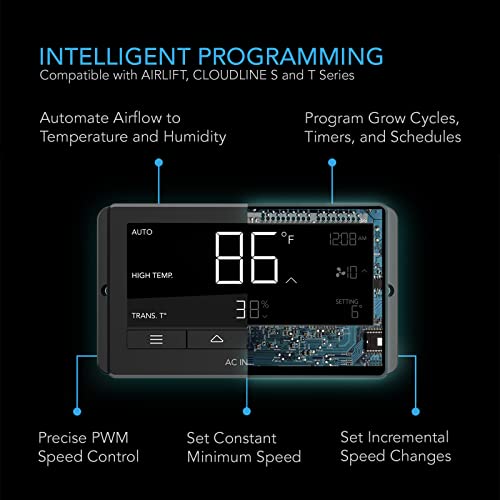 Ac Infinity Airlift T16, Shutter Exhaust Fan 16" With Temperature Humidity Controller, Bluetooth App - Wall Mount Ventilation And Cooling For Sheds, Attics, Workshops #TOP2