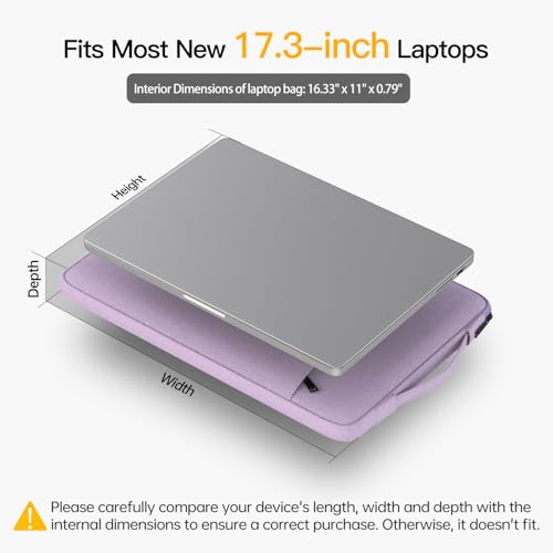 Image of 17 inch Laptop Case Sleeve - Slim Protective Shockproof Water-Resistant Laptop Cover with Handle Computer Carrying Bag for HP Envy 17 /Pavilion 17, Dell Lenovo Asus Acer MSI 17.3 Notebook Bag -Purple