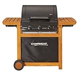 Campingaz Gasgrill Adelaide 3 Woody L, BBQ Grillwagen aus Holz mit 3 Gusseisen-Brennern, Deckel und Thermometer