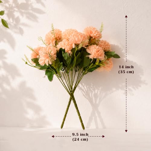 Image of Art Street Artificial Flower Bunch| Silk Peach Hydrangea Flower for Home| Bedroom, Living Room & Office Decoration |Christmas Day, New Year Set of 2 |11 Inch (Without Vase)