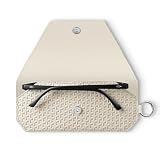 VULKIT Przenośne skórzane etui na okulary dla kobiet i mężczyzn, smukłe etui na okulary przeciwsłoneczne, etui na okulary unisex, Kamień księżycowy beżowy, rozmiar uniwersalny