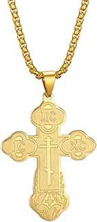 Eastern Orthodox Serbian Cross Pendant Necklace Stainless Steel Jewelry Talisman Charm Necklaces