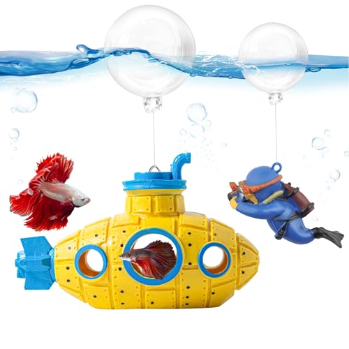 CousDUoBe New Upgrade Floating Fish Tank Decoration, Cute Retro Submarine