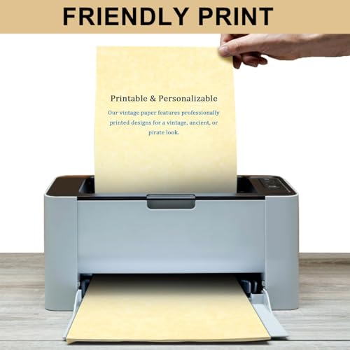 Miniatura 4 de Acidea 100 Hojas De Papel De Pergamino De Edad Avanzada, Papel De Pergamino Impreso A4 Grueso De 180 G M , Papel De Pergamino De Impresión De Doble Cara Con Textura Antigua Vintage Para Certificados,