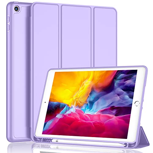 iMieet iPad 9.7 Case (2018/2017 Model, 6th/5th Generation), Smart Cover with Pencil Holder and Soft Baby Skin Silicone Back and Full Body Protection, Auto Wake/Sleep Cover (Clove Purple) -  iPad 9.7 Case-Clove Purple