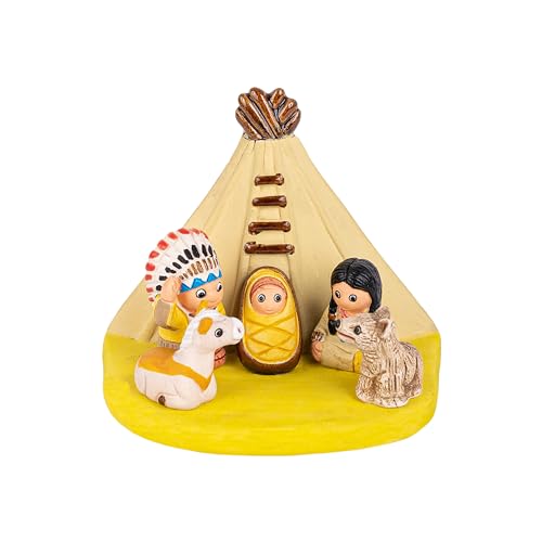 Native American A Nativity Scene - Handmade in Clay - 1 Block -3.3