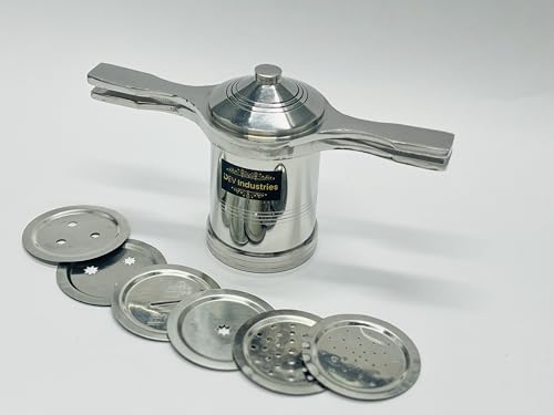 Image of Stainless Steel Press Sev Sancha Machine /Press Muruku Maker /Dab sev Sancha with 6 Jali.