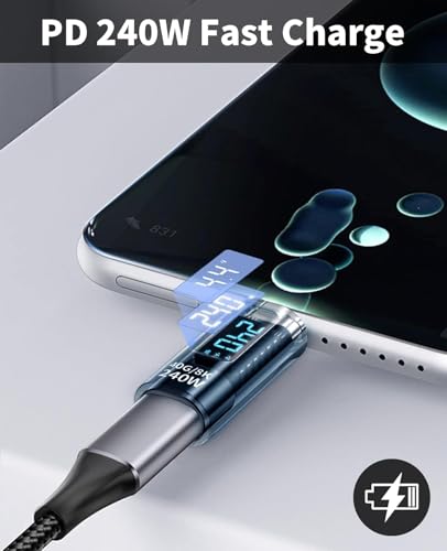 Image of ETZIN 240W USB C Extension Adapter with Digital Display, 40Gbps USB C Male to Female Adapter,Type C Ada-pter Support 8K@60Hz for Thunderbolt 15 Pro More C Cables /Devices Blue