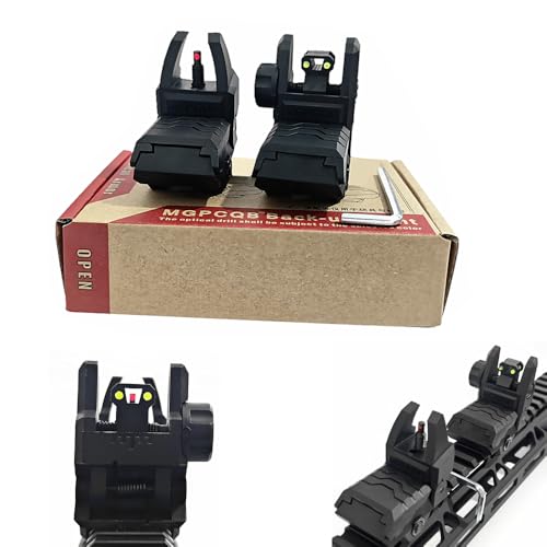 ProWildGear Tactical Nylon Red and Green Fiber Front and Rear Sight Back Up Sight for 20mm Picatinny Rails
