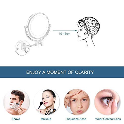Miroir de rasage extensible double face rond avec écran tactile