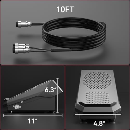 Image of ARCCAPTAIN TIG 5-Pin Welding Foot Pedal for ARCCAPTAIN MIG180, MIG200P, MIG205 MP, MIG205 PCT, MIG205DP Pro and MIG250DP, Remote Amp Control TIG Foot Pedal, 10 Feet Cable
