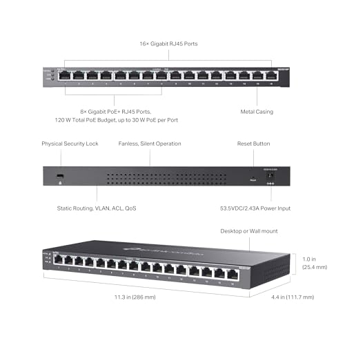 TP-Link SG2016P, Jetstream 16 Port Gigabit Smart Switch with 8-Port PoE+ - image 4
