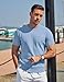 COOFANDY Mens T Shirts Casual Stylish Short Sleeve Dress Shirts Crewneck Knit Sweatshirts, Light Blue
