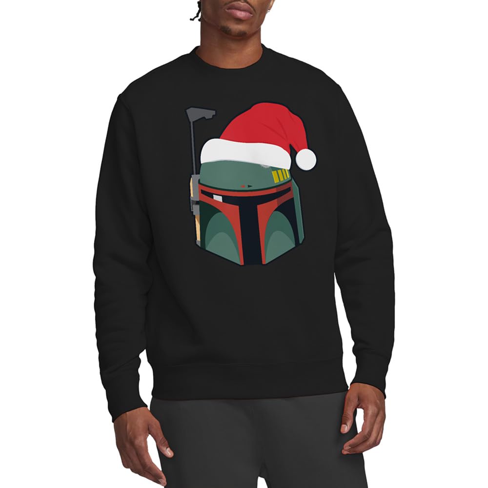 Star Wars Boba Fett Christmas Santa Hat Unisex Sweatshirt, Black, Medium