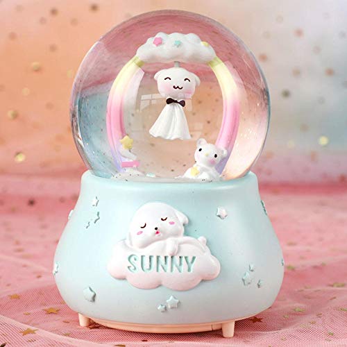 Guddawstraatyi boîte à Musique Crystal Ball Music Box Girl Desktop Décoration créative Ornements pour camarades Cadeaux d'anniversaire-80 * Bleu Boîte Musicale (Color : Inward Turning Blue) Cover
