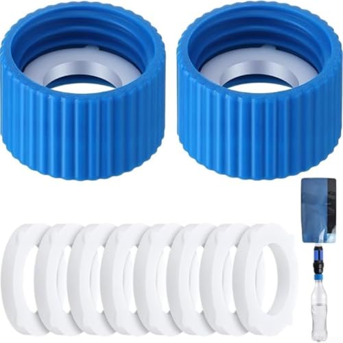 QuivyLivy 28 mm Wasserfilteradapter, Rückspülkupplung, Schwerkraft-Filtrationsanschluss, Sawyer-Flaschenschnittstelle, Schnabeltierbeuteladapter, ultraleichtes Camping (2 Deckel + 10 Unterlegscheiben)