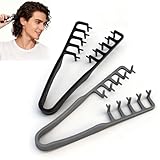 2 Pcs Texture Comb, Voluminous Wide-Toothed Hair Comb, Apparatus Maximum Lift Roots Volume Tool, Barber Wide Fine-Toothed Dual-Purpose Set, ABS Plastic with Textured Grip Tool for Men (Black+Grey)