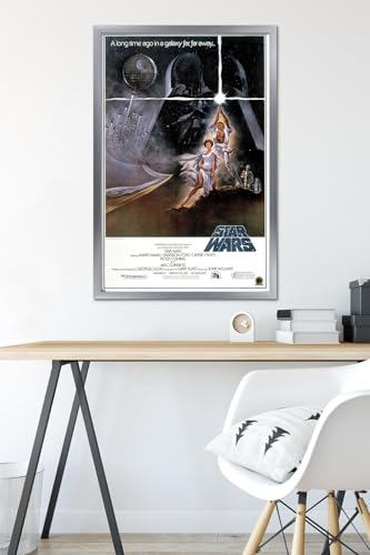 Image of Trends International 24X36 Star Wars: A New Hope - Original One Sheet Wall Poster, 24 inch x 36 inch, Silver Framed Version
