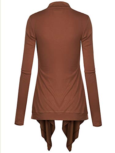 Image of Lock and Love Women's Draped Front Open Asymmetrical Cardigan - Casual Long Sleeve Lightweight Duster