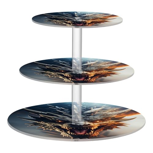 STAYTOP 3-Tier Cupcake Stand,Angry Dragon Cake Stand Holder, Tiered DIY Cupcake Stand Tower for Dessert Table Displays,Birthday,Weddings, Parties Events
