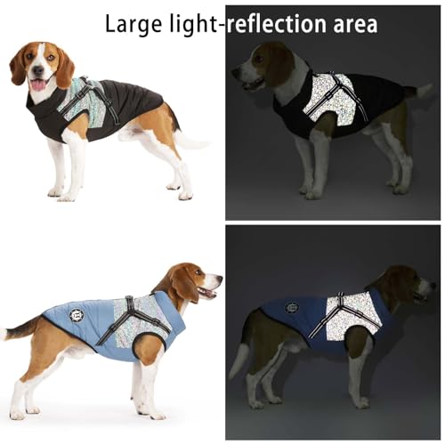 LUOWAN Hundemantel für kleine Hunde, Hundemantel mit Geschirr, Reflektierende Outdoor-Hundeweste, Winter Hundejacke für Katzen, Welpen, kleine, mittlere Hunde