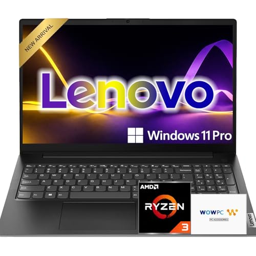 Image of Lenovo V15 2026 Student & Business Laptop, AMD Ryzen 3 7320U (Beats i7-1160G7), 15.6 inch FHD IPS Display, 16GB RAM, 256GB SSD, Ethernet Port RJ-45, Windows 11 Pro, WOWPC Recovery USB, No Mouse