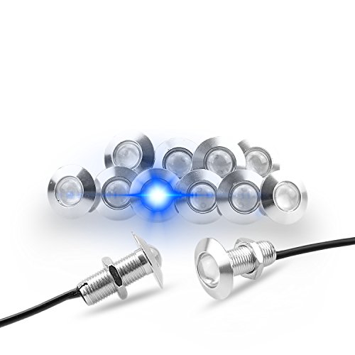 CARLITS LED Bulbs 10pcs Ultra thin LED Eagle Eye Bumper LED 12V DRL Fog Light Motorcycle Light Daytime Running DRL Tail Backup Light Car Motor Marker Lights (Silver Case, Blue)