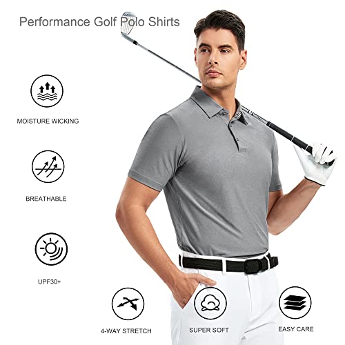 Alex Vando Mens Golf Shirt Moisture Wicking Quick-Dry Short Sleeve Casual Polo Shirts For Men,Grey,Xl #TOP3