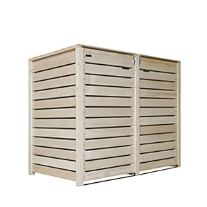 Lukadria Afvalcontainerbox, 2 containers, 120 liter, Hamburg, afvalcontainerafdekking, hout, natuur, met achterwand