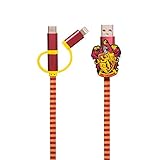 Lightning/Micro/USB C Harry Potter Hogwarts Gryffindor Bufanda USB Cable Cargador de teléfono