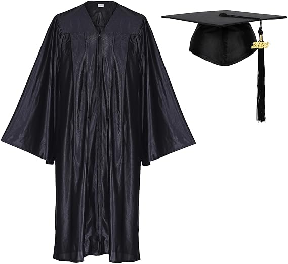 Graduation Gown for Adults | Convocation Ceremony Robe | Premium Polyester Academic Gown for College & University Graduation | Unisex, Black
