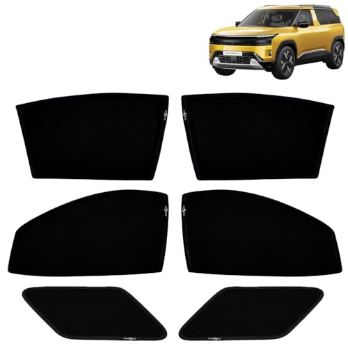 Image of KINGSWAY Car Sun Shade Curtains Only Compatible with Tata Sierra (2025 Onwards) | Z-Black Fix-Type (Non-Magnetic) | UV & Heat Protection | Pack of 6 Pcs