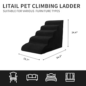   Foam-Dog-StairsSteps-for-Small-Dogs-for-High-Beds-Higher-Pet-StairsSteps-for-Tall-Bedsides-Up-to-26-28-InchesNon-Slip-Curved-Dog-Ramps-for-Small-Older-DogsCats-Injured-Black